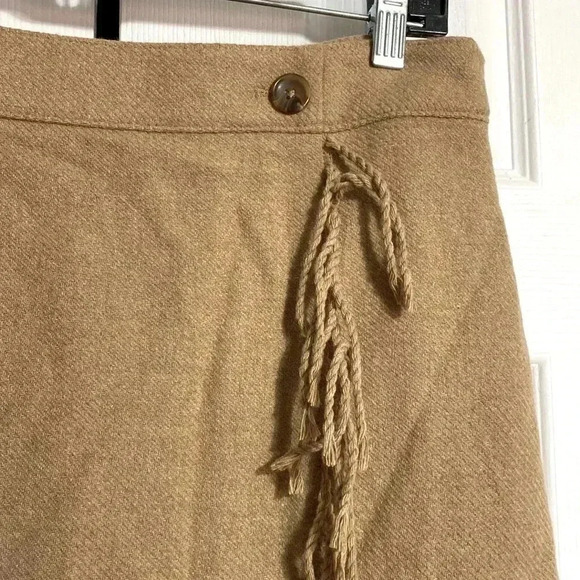 Talbots wool blend tan fringe skirt - Picture 4 of 11